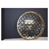 Mirrored Tray With Metal Trim