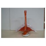 Vintage Orange Swirl Art Glass Basket