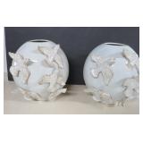 Two 3-Dimensional Pottery Bird Vases - 10' - NOTE