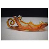 Vintage Hand Blown Amber Swirl Cornucopia