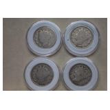 Four Liberty Head V Nickels 1895,1901,1903 & 1910