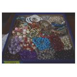 Tray Of Costume Jewelry & Silk Yarn Beaded