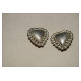 Vtg Sterling Heart Clip Back Earrings  Mexico