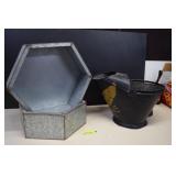 Vintage Ash Can   & Two Tin Planters
