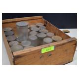 Wood Box w/Vintage Snuff Jars