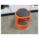Vtg Kik Step Stool on Wheels - Been Painted Orange