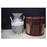 Milk Can Planter Decor & Wood And Leather Train