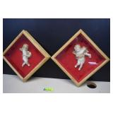 Two Framed Cherub Wall Art