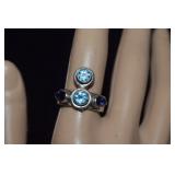 Sterling Tanzanite & Topaz Ring   Sz 7