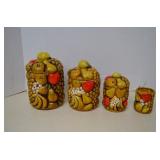 Vintage Set Of Ardco Fruit Themed Canisters
