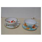 Vintage Italian Soup Cups & Saucers Floral Design