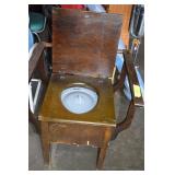 Antique Potty Chair Including Metal Chamber Pot