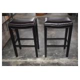 2- Upholstered Saddle Style Stools,Some Scratches