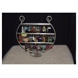 Lyre Shaped Earring Display & 49 Pair of Earrings