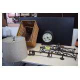 Clock, Baskets, Towel Racks, Lamp Shade