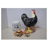 Vintage Lot Of Rooster Cookie Jar, Japan Cream &
