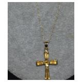 10K Gold Chain & Cross w/ Citrine