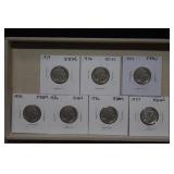 Seven Buffalo Nickels 1919 to 1937 Mix