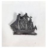 REAL SILVER Schooner Sailboat Pin 925 MEX 13.68G