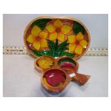 **MCM MEXICAN PAINTED WOOD SERVERING PIECES