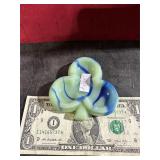 SLAG GLASS 3 CLOVER DISH GLOWS