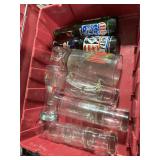 **VINT SODA BOTTLES & GLASSES IN FLIP TOP TOTE