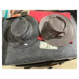 2 LEATHER FOLD UP HATS SIZE LG