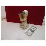 VINT CHALKWARE DOG W/HAT