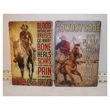 2 METAL COWBOY SIGNS