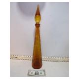 **HAND BLOWN IN ITALY AMBER DECANTER W/STOPPER