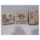 3 WOODEN STAMP BLOCKS