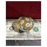HAND BLOWN MILLEFIORI PAPERWEIGHT GLOWS