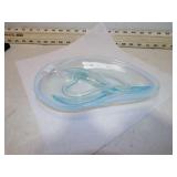 BLUE OPALESCENT DIVIDED DISH GLOWS