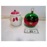 **2 SMALLER SIZED CHRISTMAS THEMED COOKIE JARS