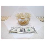 FENTON HAND PAINTED RUFFLED EDGE SM VASE