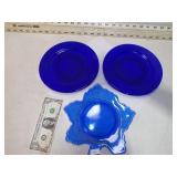 *3 COBALT BLUE PLATES