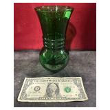 AVOCADO GREEN GLASS BUD VASE