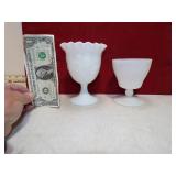 *2 MILKGLASS DECORATIVE VASES