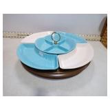 **MCM CALIF. POTTERY BLUE & WHITE SNACK SET