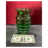 GREEN GLASS VASE