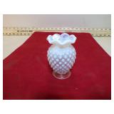 FENTON HOBNAIL OPALESCENT SM BUD VASE GLOWS