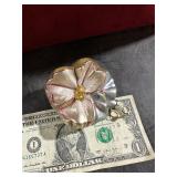 VINT PANSY CHRISTMAS ORNAMENT FROM POLAND GLOWS