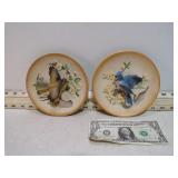 2 MCM HAND PAINTED BIRD PLAQUES