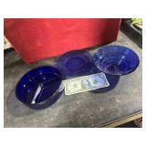 *3 PIECES COBALT BLUE GLASS PLATE