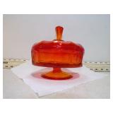 *AMBERINA COVERED CANDY DISH GLOWS