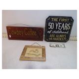 3 WOODEN SIGNS