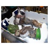 **FROG 2 OWLS & RACOON CERAMIC YARD ORNAMENTS