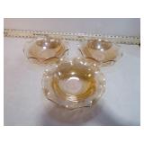 **FLORAGOLD CARNIVAL GLASS RUFFLED BOWL