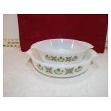 *2 FIREKING MCM GREEN MEADOW BAKING DISHES