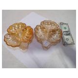 *PAIR OF JEANNETTE MARIGOLD CARNIVAL GLASS CANDY